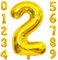 PatiCool Zahlen Luftballon 2 Gold, 100cm - 40 Zoll Luftballons Geburtstag, XXL Riesen Folienballon 2 Gold Geburtstagsdeko, Helium Ballons Zahlen für Kinder, Junge, Mädchen
