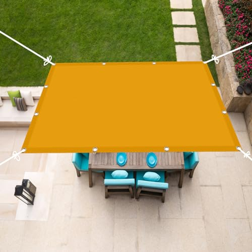 Sonnensegel 6x7m(19.69x22.97ft) Sunprotect Professional Sonnensegel Wasserdicht Sonnenschutz Wetterschutz für Balkon Garten Terrasse Camping, Golden