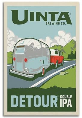 GLJXFP Vintage-Poster, Umweg, Doppel-IPA-Poster, dekoratives Gemälde, Leinwand, Wandposter und Kunstdruck, moderne Familienschlafzimmer-Dekoration, Poster, 50 x 75 cm