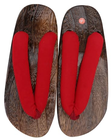 Holibanna Japanische Holzclogs 1 Paar Traditionelle Sandalen Schuhe Cosplay-Schuhe Vintage-Chinesische Hausschuhe Für Damen Und Herren Kimono Yukata 22 9 cm Rot