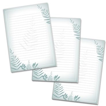 3 Briefblöcke Motiv Natur Eukalyptus Blättern Briefpapier für Jungen Mädchen Kinder und Erwachsene Schule Notizen (3 Blöcke A4 mit je 25 Blätter)