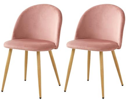 JZGORC Set di 2 Sedia da Pranzo, Sedia da Pranzo in Morbido Velluto, Gambe in Metallo, Imbottitura Protettiva Regolabile - Rosa