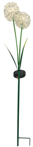 Solarlampe Allium LED Außen Gartendeko 2 Blüten weiß - Gartenstecker Solar Blumenstecker Beleuchtung Deko für draußen Garten Balkon - Wetterfeste Solarleuchte Hortensie Gartenfigur Blume