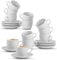 PALUPLUS Set 12 Tazzine Caffè con Piattino in Porcellana da 80 ml, Tazze da Espresso Bianche con decoro e manico, Lavabili in Lavastoviglie, adatte per Microonde -670F