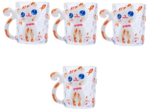 Ciieeo 4 Pz bicchiere per gatti tazza di succo tazze di cereali espresso tazza d'acqua dei cartoni animati carina tazzine da espresso da tè tazze da latte