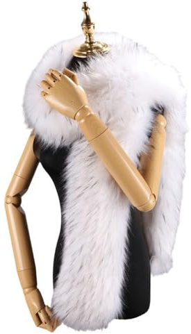 SMTCM Kunstpelz Schal Stola Damen Lang Fellschal 180cm Kunstfuchspelz Kragen Winter Fellkragen Hochzeitsschal Pelz Brautstola Kunstfell Pelzkragen Kragenschal Pelzschal für Abendkleid Jacke Mantel