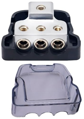 MACHSWON DB13 3 Way Power Distribution Block,1x 0/2/4 AWG Gauge in / 3 X 4/8 Gauge Out Amp Power Distribution Ground Distributor Connecting Block for Car Amplifier Audio Splitter