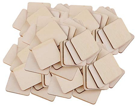 100 piezas de madera MDF sin acabar, placas en blanco para manualidades, 34 x 34 mm