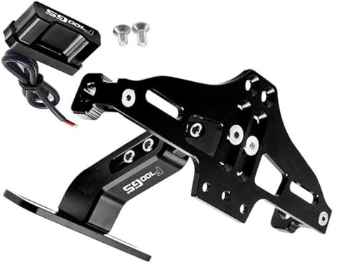 MAKUTU License protector Bracket For F700GS 2013-2023 2020 2019 2018 2017 2016 2015 2014 2022 2021 Motorcycle License Plate Holder Number Plate Frame Light Bracket(Black- Silver)