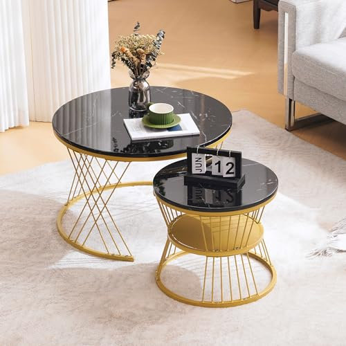roomfitters Élégant Ensemble de Salon Gris-Blanc : Meuble TV, Table d'appoint et Table Basse - Ensemble de Salon Simple et harmonieux (Ensemble de Valeur, 3 pièces) Combinaison avec Armoire Suspendue
