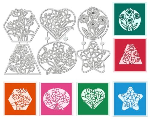 BENECREAT Blume Schneiden stirbt, gerahmt Chrysanthemen Lotus Rosen Narzissen Kohlenstoffstahl Prägung Schablonen Metall Schablonen für Scrapbooking, Album Foto, Kartenherstellung