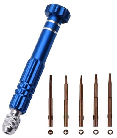 WeddHuis Kit de Herramientas de Reparación 5 en 1,Mini Destornilladores Magnéticos de Bolsillo,Multifunción para Reparación de Teléfonos Inteligentes,Tabletas,Relojes y Gafas (Azul)