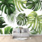 Feuilles De Palmier Vertes Papier peint intissé Vert 200x140 cm Tissu non tissé Tableaux Muraux Tapisserie Photo Décoration Murale Salon Chambre