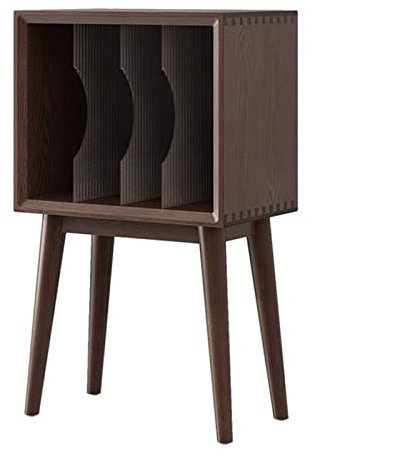 SBCGFY Supporto per Giradischi, scaffale portadischi con divisorio in Vetro Rimovibile, Tavolo portadischi con Gambe in Legno massello per Soggiorno, scaffale portadischi per Camera da Letto