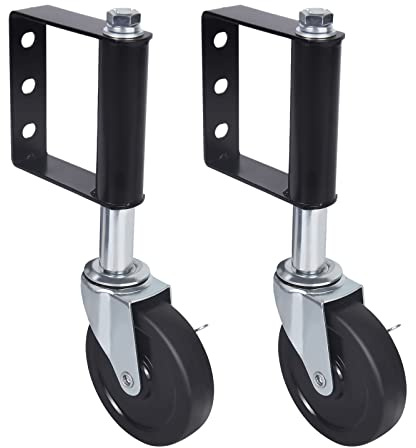 2er Federbelastung Torrolle Federbelastete Torrolle 100 Kg,0-5cm Skalierbar Gummi-Torlaufrolle 360 Grad Drehbare Torrolle Tor Räder für Holztore Zäune und Gartentor,Schwerlast-Torräder