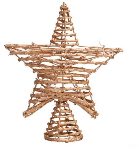 Wunderschön gestalteter Weihnachtsstern aus Rattan und Eisen, 27 cm, verschönert jeden Raum mit Feiertagen (Gold)