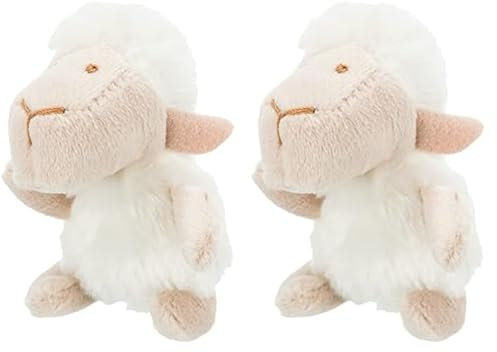 TRIXIE Katzenspielzeug Schaf - zum Kuscheln und Spielen - Katzenminze - Plüsch - weiß/beige - 10 cm - 45767 (Packung mit 2)