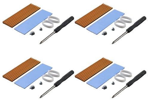 WUUISDNX 4 stücke Aluminium Beschichtung Ps5 M.2 Kühlkörper Kühlkörper Und PC Ps5 Kühlkörper Ps5 Mit Gute Leitfähigkeit Mit M.2 980 Pro, Gold, 7 * 2.2 * 0.3 cm