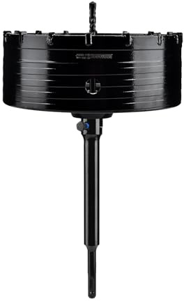 Mollom 150mm (5-59/64) Scie trépan pour béton avec tige SDS Plus 220 mm | Scie à trépane robuste avec foret pilote 110 mm et vis antidérapante pour pierre, brique, mur, maçonnerie