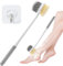 Piuluvor® Brosse de lavage pour les pieds, 35 cm, avec long manche, avec 1 crochet autocollant, pour personnes âgées