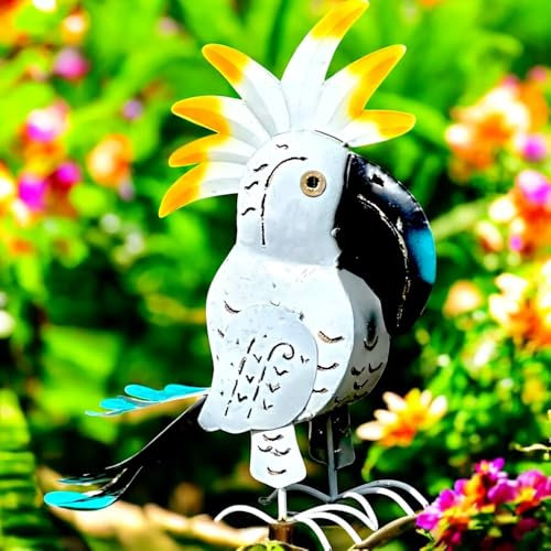 Generisch Gartenfiguren große Tiere - Kakadu Familie handgefertigt Metall wetterfest