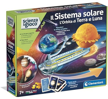 Clementoni Science & Jeu Lab - Le système Solaire, Orbite de Terre et Lune, Jeu Scientifique Enfants 6+ Ans pour Découvrir Le Cosmos, avec Puzzle 150 Pièces, Made in Italy, Langue Italienne, 19402