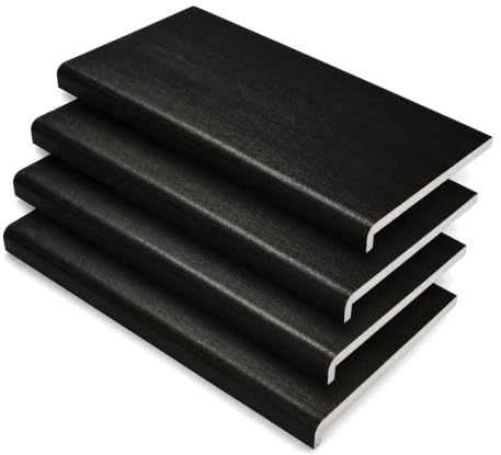 150mm x 1.75m Black Ash uPVC Fascia & Window Sill Cover + End Caps – 4 Pack