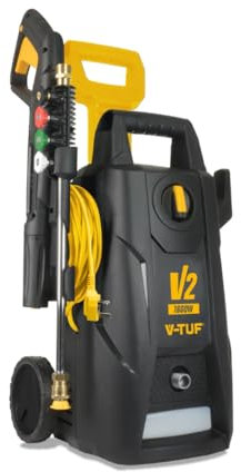 Avern V-TUF V2 Home Pressure Washer 1600W - 135Bar - 1900PSI - Jet wash for car, home, patio garden furniture Inc Foam Sprayer & Nozzles