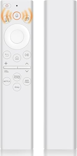 Replacement Voice Remote Control for Samsung TVs, Universal Remote for All Samsung TV Curved Frame UHD QLED LED 4K 8K Smart TVs, 4 Shortcut Buttons, White