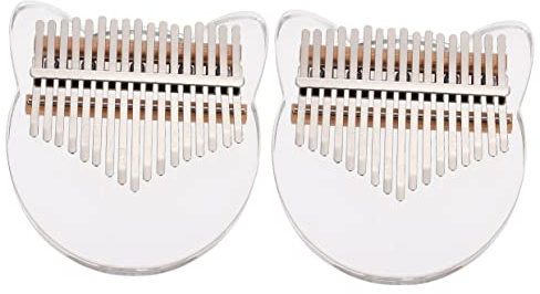 2 Stück Kalimba mit 21 Tasten, niedliches Anfänger-Keyboard, Daumen-Spielzeug aus durchsichtigem Holz, Kristallbeutel und Tasten, Ornament, Geschenk für Erwachsene, Finger-Musikinstrument, Mini-Pian