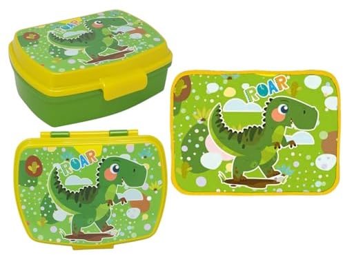 Generico Set Asilo 2 Pezzi per Bambini – Porta Pranzo Senza BPA Dinosauro + Tovaglietta Dinosauro Impermeabile Lavabile 30x40 cm – Accessori Scuola Merenda, Pranzo o Colazione (Bambini e Bambine)