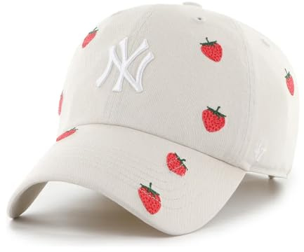 47 Brand MLB Clean Up Scatter Strawberry Strapback Cap New York Yankees beige
