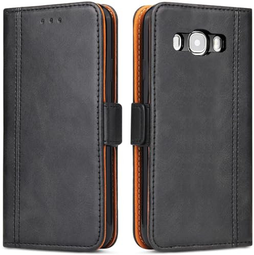 Bozon Coque Galaxy J5 2016, Housse pour Samsung Galaxy J5 (2016) en Cuir Portefeuille Etui avec Fentes de Cartes, Fonction Support, Fermeture Magnétique (Noir)