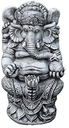 gartendekoparadies.de Massive große Ganesha - der Göttliche Statue Hinduismus Gott aus Steinguss frostfest (Schwarz)