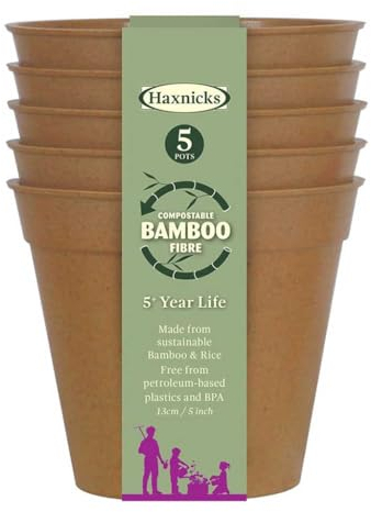 Haxnicks Pflanztöpfe aus Bambusfaser, 5 Stück, 5 Stück, Terracotta, Pot110201