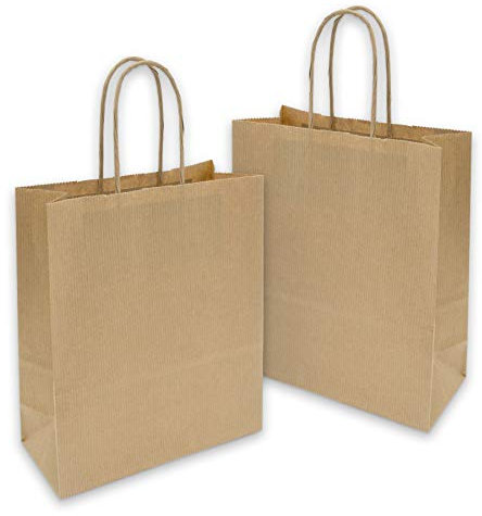25x itenga Papiertragetaschen Geschenktüten mit Kordel 18x8x22cm 90g braun Kraftpapiertüten Kraftpapierbeutel mit Griff mittlere Größe