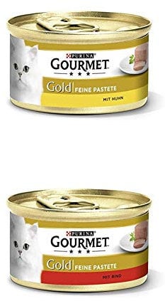PURINA GOURMET Gold Feine Pastete Katzenfutter nass, Huhn & Rind, 24er Mix-Pack (2 x 12 x 85g)