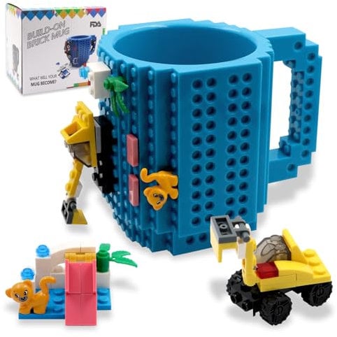 HUISHENG Brick Mug Sets, Coffee Cup, Valentines Easter Fathers Day Birthday Present Christmas Santa Gifts for Men Dad Him Kids Adult Boy Girl Teacher Friend (Blue)