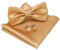 JEMYGINS Fliege Herren Champagner Gold Satin Zweifach Gefaltet und Einstecktuch mit Manschettenknöpfe Set (1)