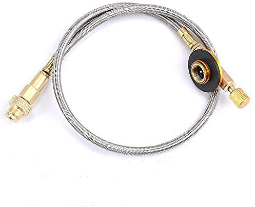 Adaptateur de réservoir de carburant de camping en plein air pour réchaud de camping/randonnée, adaptateur de gaz butane (tube d'extension de réservoir de gaz plat)