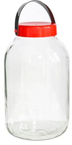 Tarro de cristal con tapa y asa flexible, frasco, bote cilíndrico, garrafa, botella multiusos, encurtidos, salazones, pastas, 5 litros, 29 x 16 cm