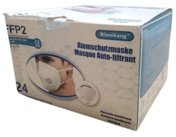 Antech - 24 FFP2 Bi Wei Kang Mascherine Certificate CE con Nasello + Spugna Alta Densità Filtrazione 5 Strati Sigillate Singolarmente…