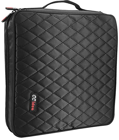 CCidea CD-/DVD-Hülle, 200 Kapazität, tragbare Brieftasche, Disc-Aufbewahrung, Ordner, Nylon, CD-Tasche für Auto, Zuhause, Reisen, Schutz-Organizer (200-schwarz)