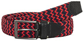 Redbridge Geflochtener Gürtel Elastisch Flexibel verstellbar Unisex Stretchgürtel Rot-Navyblau 85