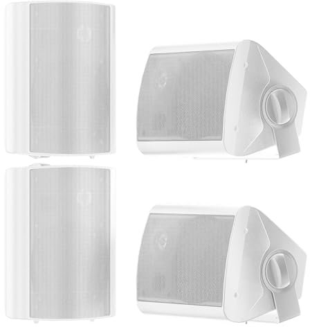 STUDIOFINIX Altavoces de Montaje en Pared de 5,25 Pulgadas, 600 W, Resistentes a la Intemperie, para Interiores y Exteriores, para Patio, Garaje, Hogar, 2 Pares (Blanco)