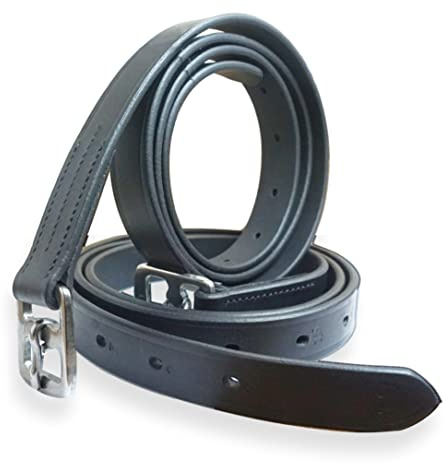 Pferdelinis Stigbygelrem av läder i svart, lämplig för engelska sadlar stigbyglar längd 130 cm – 160 cm (140 cm, svart)