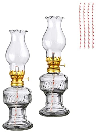2 Sätze Retro-petroleumlampe Kerosinöl Im Vintage-stil Alte ?llampen Antikes Glasöl Öllampe Für Innenräume Rustikale Öllampe Öllampen Für Kammer Büro Haushalt Kabel Sturmlicht