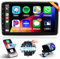 2+64GB Double Din Android Car Stereo with Wireless Carplay Android auto, Rimoody 10.1 Inches Rotatable Touchscreen 2 Din Android Car Radio with WiFi GPS Navigation Bluetooth FM/RDS/HIFI Backup Camera
