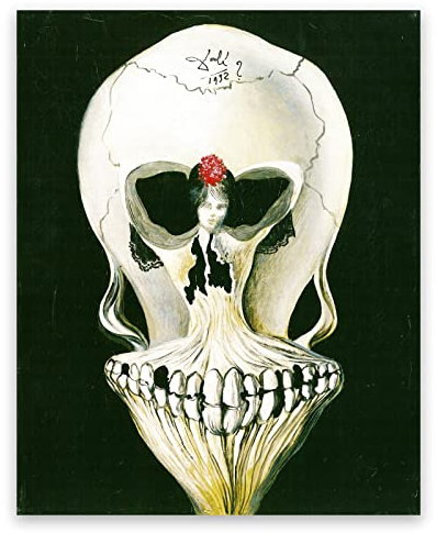 ZZPT Salvador Dali Wandkunst, Leinwand, Ballerina im Kopf des Todes – Surrealismus-Poster, Totenkopf-Wanddekoration für Schlafzimmer, Wohnzimmer, ungerahmt (30 x 40 cm)