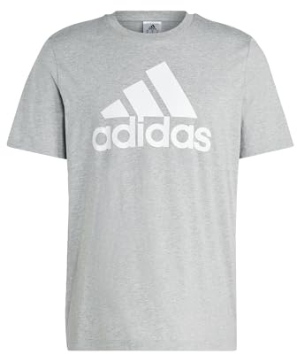 Adidas Herren Essentials Single Jersey Big Logo Tee, Medium Grey Heather, XS
